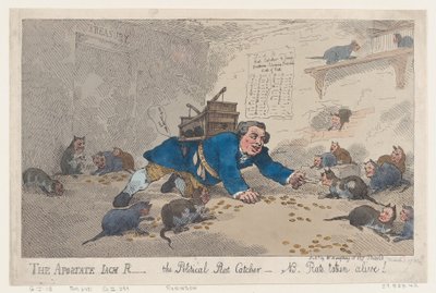 The Apostate Jack Robinson, The Political Rat Catcher-N.B. Rotter tatt levende!, mars..., 1. mars 1784. av Thomas Rowlandson