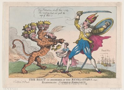 Dyret som beskrevet i åpenbaringene, kapittel. 13, likner Napoleon Buonaparte..., 22. juli 1808. av Thomas Rowlandson