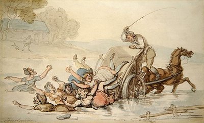 Carter and the Gypsies (penn og blekk og akvarell på papir) av Thomas Rowlandson