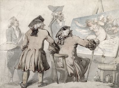 The Connoisseurs, ca. 1790 (penn, blekk og akvarell over grafitt på montert vevd papir) av Thomas Rowlandson