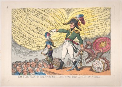 The Corsican Munchausen - Humming the Lads of Paris, 4. desember 1813., 4. desember 1813. av Thomas Rowlandson