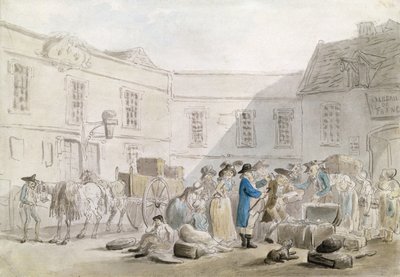 Tollhuset i Boulogne (wc med penn og grått blekk over blyant på papir) av Thomas Rowlandson