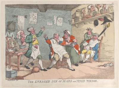 The Enraged Son of Mars and Timid Tonsor, 20. april 1811., 20. april 1811. av Thomas Rowlandson