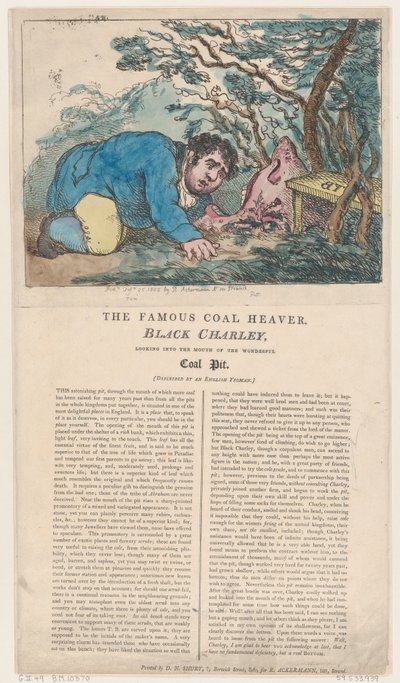 The Famous Coal Heaver Black Charley Looking into the Mouth of the Wonderful ..., 25. februar 1805. av Thomas Rowlandson