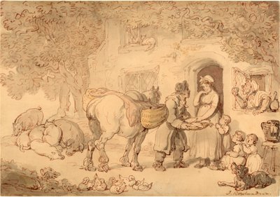 Fiskeselgeren, ca 1775-1800 (Akvarell og blekk) av Thomas Rowlandson