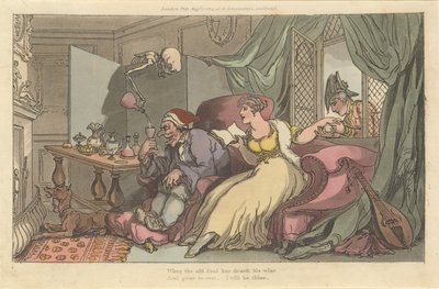 The Honey Moon The English Dance of Death, plate 13, 1. august 1814. av Thomas Rowlandson
