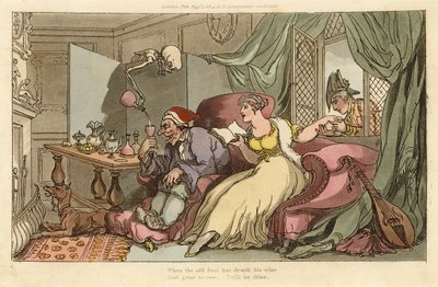 The Honeymoon, fra The English Dance of Death, pub. 1816 (håndfarget gravering) av Thomas Rowlandson