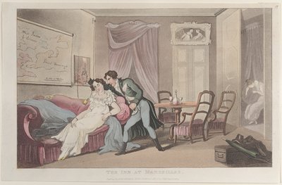 The Inn at Marseilles, fra Journal of Sentimental Travels in the Southern Pro..., 1. januar 1822. av Thomas Rowlandson