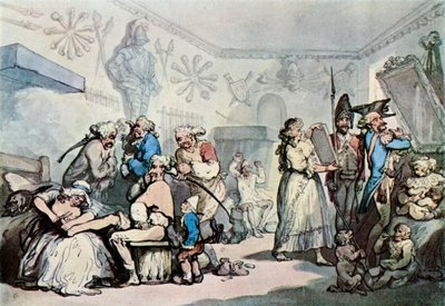 Interiøret i en fransk brakke, 1787, 1929 av Thomas Rowlandson
