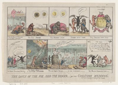 The Loves of the Fox and the Grevling, eller The Coalition Wedding. , 7. januar 1784., 7. januar 1784. av Thomas Rowlandson