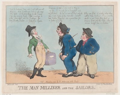 The Man Milliner and the Sailors, 4. mars 1802., 4. mars 1802. av Thomas Rowlandson