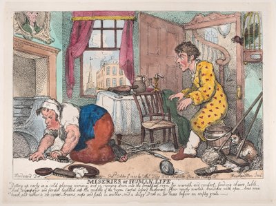 Menneskelivets elendighet: Å stå opp tidlig i en kald mørk morgen...før ..., 9. oktober 1807. av Thomas Rowlandson