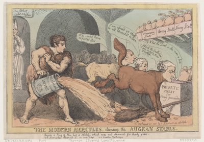 The Modern Hercules, Cleansing the Augian Stall, 23. april 1805., 23. april 1805. av Thomas Rowlandson
