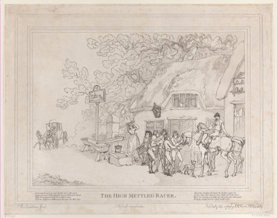 Posthesten fra The Life of a Racehorse, eller The High-Mettled Racer, 20. juli..., 20. juli 1789 av Thomas Rowlandson