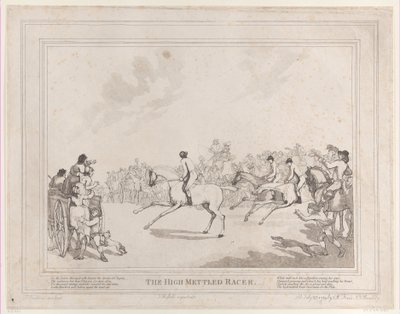 Løpshesten fra The Life of a Racehorse, eller The High-Mettled Racer, 20. juli..., 20. juli 1789 av Thomas Rowlandson