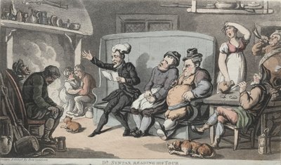 Rev. Dr. Syntax Reading his Tour. av Thomas Rowlandson