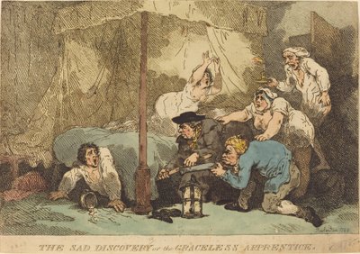 Den triste oppdagelsen, eller den nådeløse lærlingen av Thomas Rowlandson