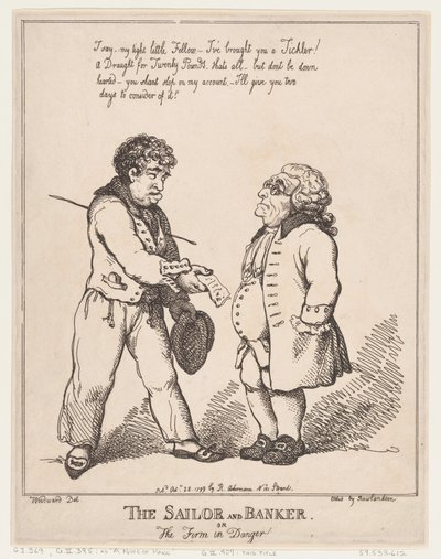 Sjømannen og bankmannen, eller firmaet i fare, 28. oktober 1799., 28. oktober 1799. av Thomas Rowlandson
