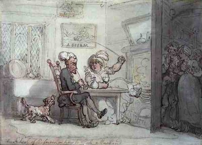 "The School of Reform, or How to Rule a Husband" (penn, akvarell og blyant på papir) av Thomas Rowlandson