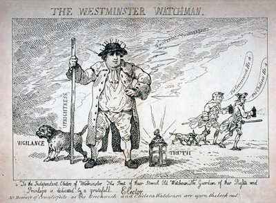 'The Westminster Watchman', 1784 av Thomas Rowlandson