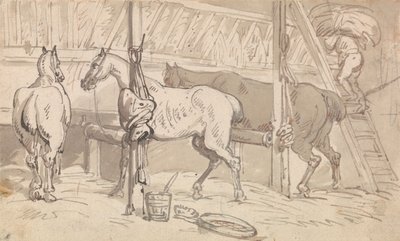 Tre hester i boksene av Thomas Rowlandson