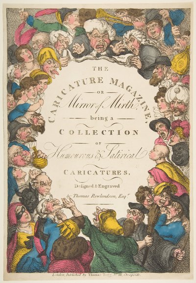 Tittelside, The Caricature Magazine, eller Mirror of Mirth, 19. november 1808. av Thomas Rowlandson