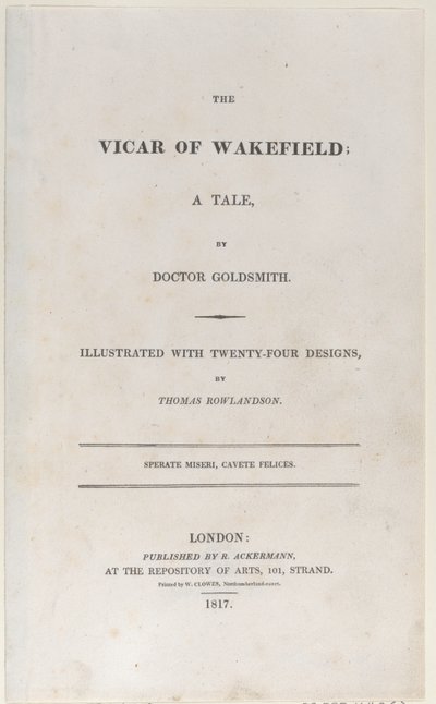 Tittelside, fra The Vicar of Wakefield, 1817., 1817. av Thomas Rowlandson