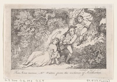 Tom Jones redder fru Waters fra volden til Northerton, fra The History of Tom Jon..., 1792. av Thomas Rowlandson