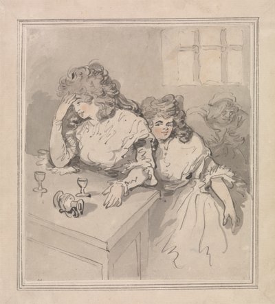 To jenter Tippling av Thomas Rowlandson