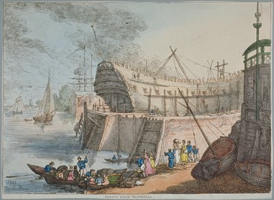 Utsikt over Brunswick Dock av Thomas Rowlandson