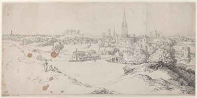 Utsikt over Norwich fra St. James Hill, 1799., 1799. av Thomas Rowlandson