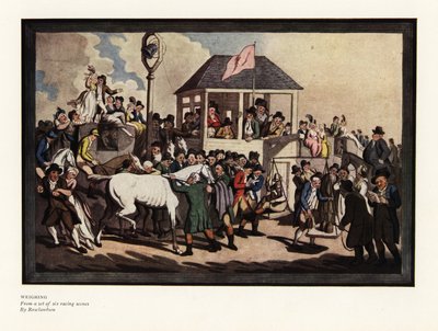 Veier en jockey på en vekt på en racerbane av Thomas Rowlandson