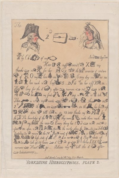 Yorkshire Hieroglyfer, plate 2, 11. mars 1809., 11. mars 1809. av Thomas Rowlandson