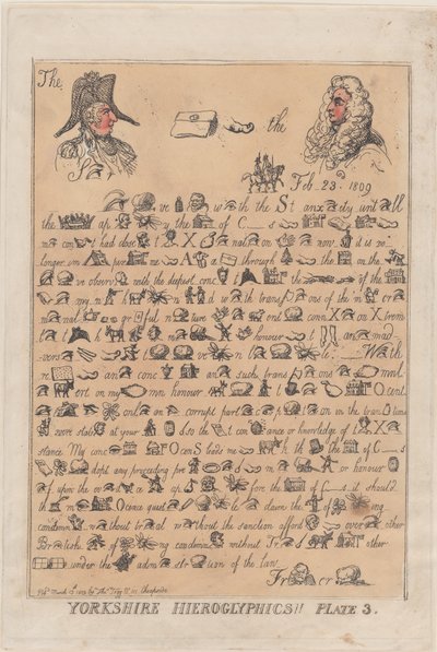 Yorkshire Hieroglyfer, plate 3, 13. mars 1809., 13. mars 1809. av Thomas Rowlandson