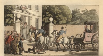 Ung engelsk gentleman kommer hjem etter Grand Tour av Thomas Rowlandson