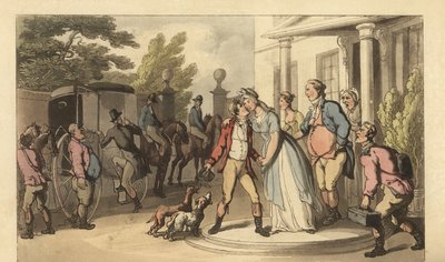 Ung engelsk gentleman forlater familien for å dra på Grand Tour av Thomas Rowlandson