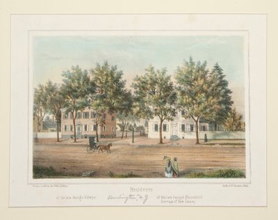 Bosted / av avdøde George Dillwyn / av avdøde Joseph Bloomfield (Burlington, NJ), fra 14 utsikter over Burlington av Thomas S. Sinclair
