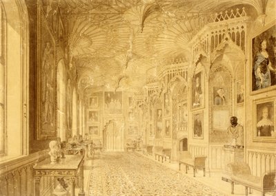 Long Gallery på Strawberry Hill, Twickenham (trykk) av Thomas Sandby