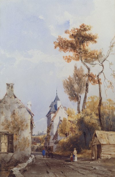 Utsikt over en landsbygate, Waterloo av Thomas Shotter Boys