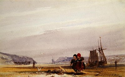 Barn på en strand (akvarell på papir) av Thomas Shotter Boys