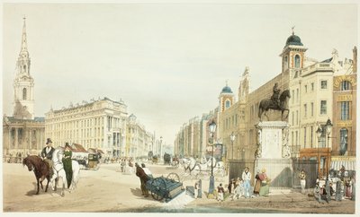 Inngang til The Strand fra Charing Cross, tallerken tjue fra Original Views of London as It Is av Thomas Shotter Boys
