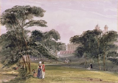 Figures in the Park below the Observatory, Greenwich, c.1850 (watercolour) av Thomas Shotter Boys
