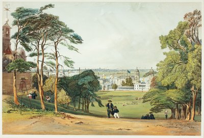 London, fra Greenwich, plate fem fra Original Views of London as It Is av Thomas Shotter Boys