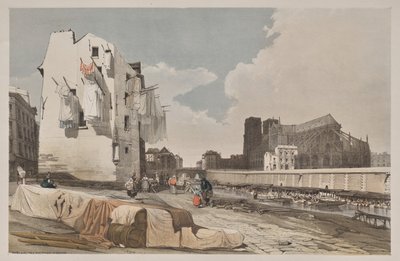 Pittoresk arkitektur i Paris, Gent, Antwerpen, Rouen: Nôtre Dame, Paris, fra Quai St. Bernard av Thomas Shotter Boys