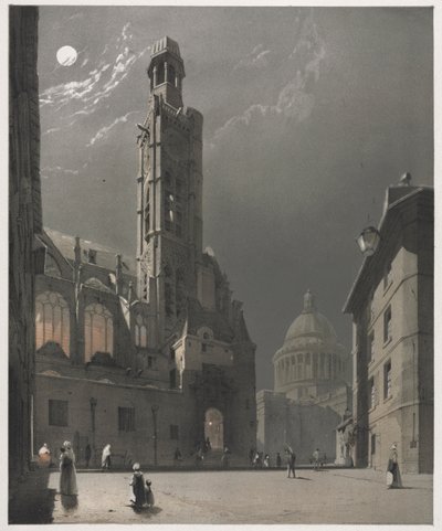 Pittoresk arkitektur i Paris, Gent, Antwerpen, Rouen: St. Etienne du Mont..., 1839. av Thomas Shotter Boys