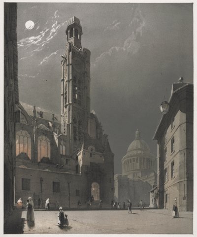 Pittoresk arkitektur i Paris, Gent, Antwerpen, Rouen: St. Etienne du Mont og Pantheon, Paris av Thomas Shotter Boys