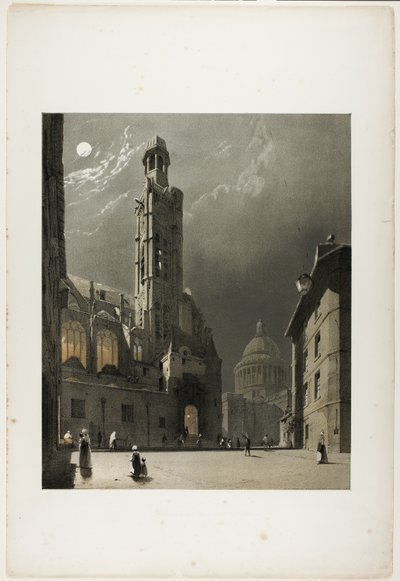 St. Etienne du Mont og Pantheon, Paris, plansje 20 fra Pittoresk arkitektur i Paris, Ghent, Antwerpen, Rouen, osv. av Thomas Shotter Boys