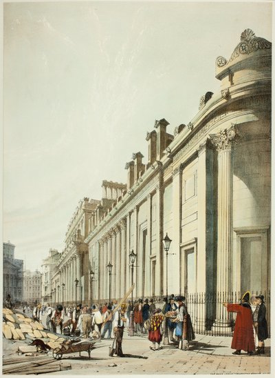 Banken ser mot Mansion House, fra original utsikt over London som den er av Thomas Shotter Boys