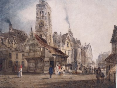Utsikt over et markedstorg, ca. 1832 av Thomas Shotter Boys