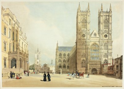 Westminster Abbey, Hospital and Company, plate syv fra Original Views of London as It Is av Thomas Shotter Boys